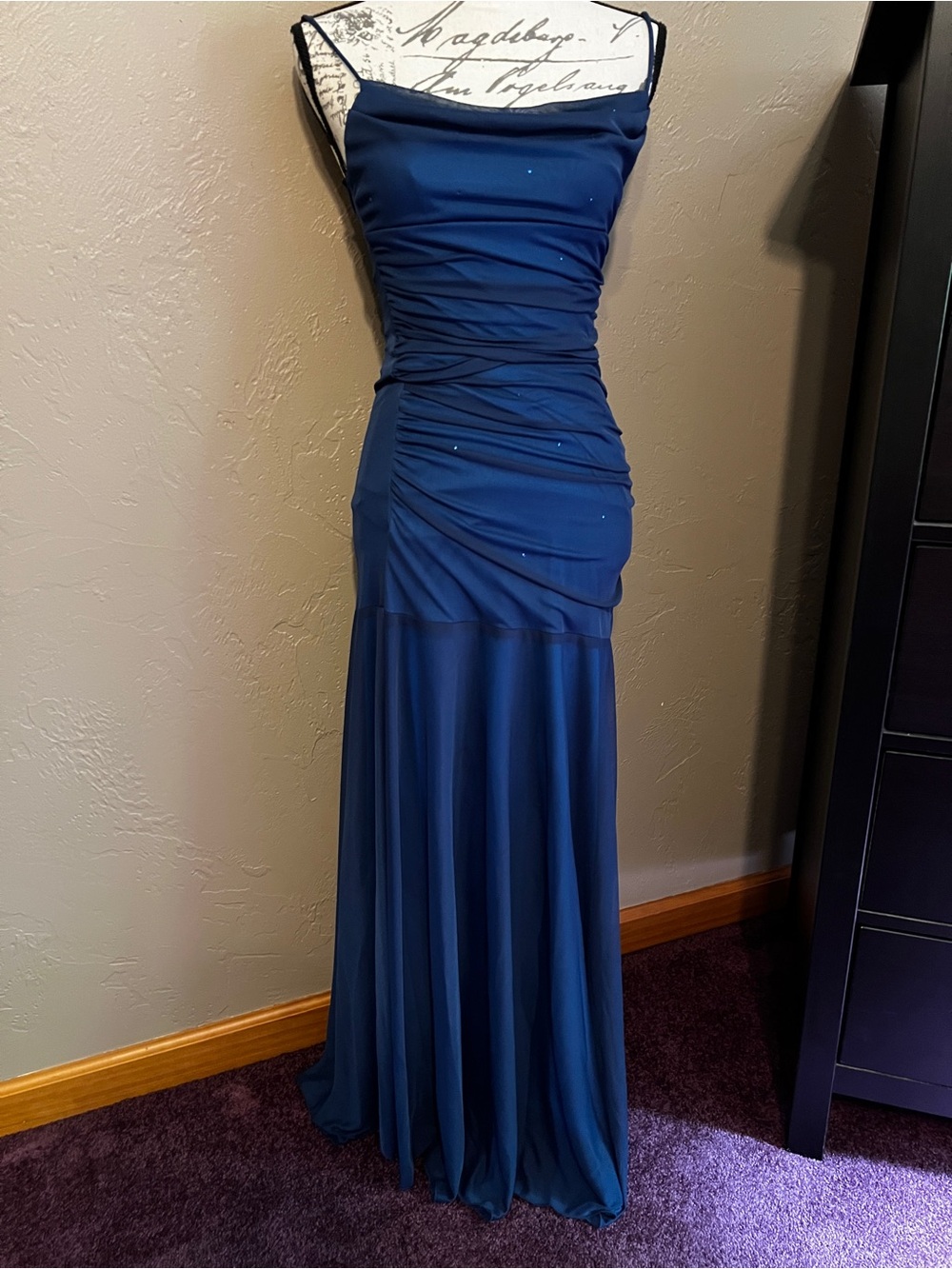 Vintage City Triangles Deep Blue Dress Size Small